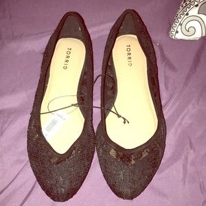 Black lace flats torrid size 10 NWOT